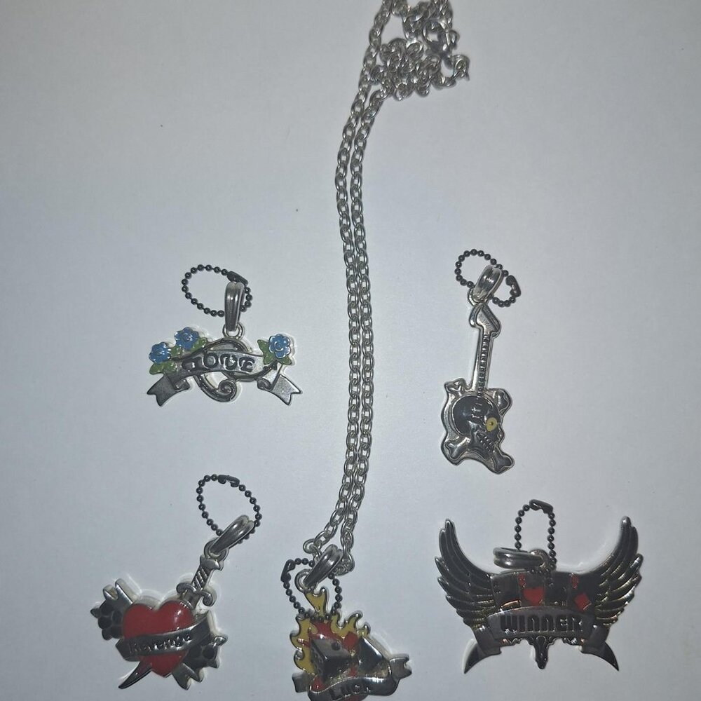 18" Chain with 5 old school tattoo style charms by David Roads